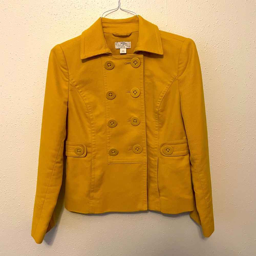 Ann Taylor petite peacoat jacket in Yellow